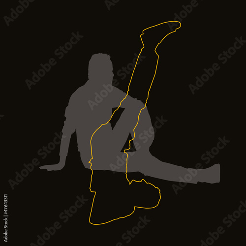 Exercising - man stretch and relax. Vector graphic