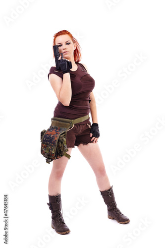 Military redhead beautiful young lady