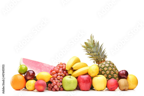 Fototapeta Naklejka Na Ścianę i Meble -  Pile of different fruits on a table