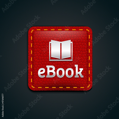 Ebook icon button with red leather
