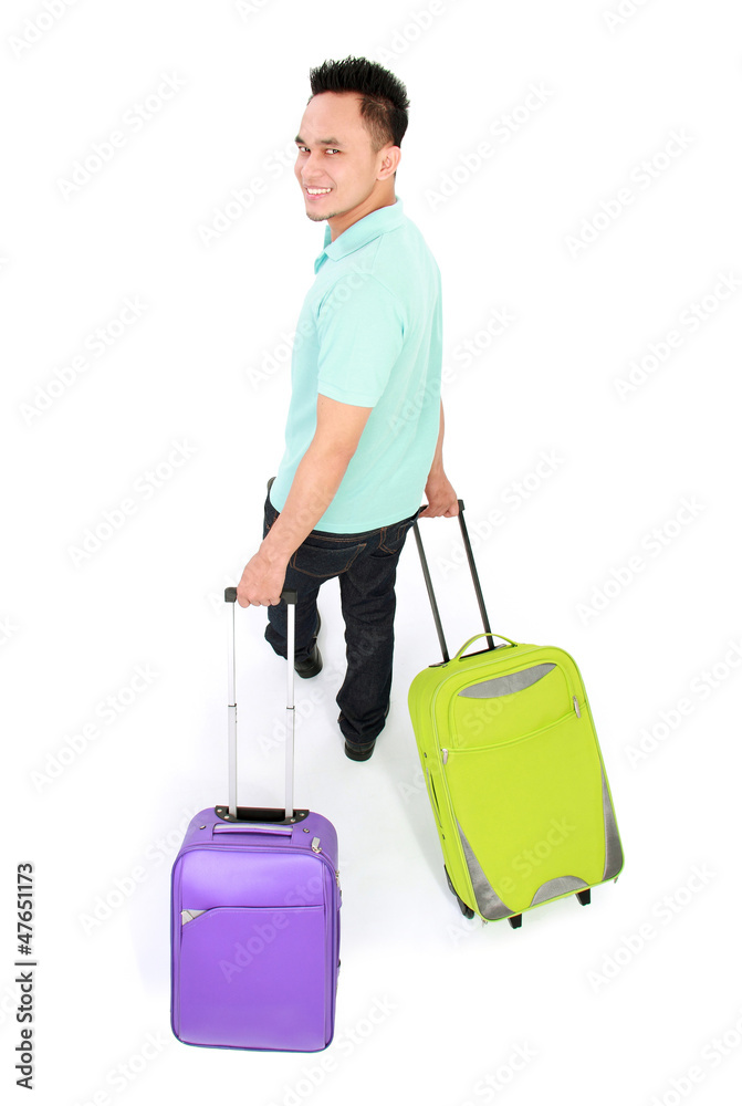 man traveling with two suitcase man traveling with two suitcase