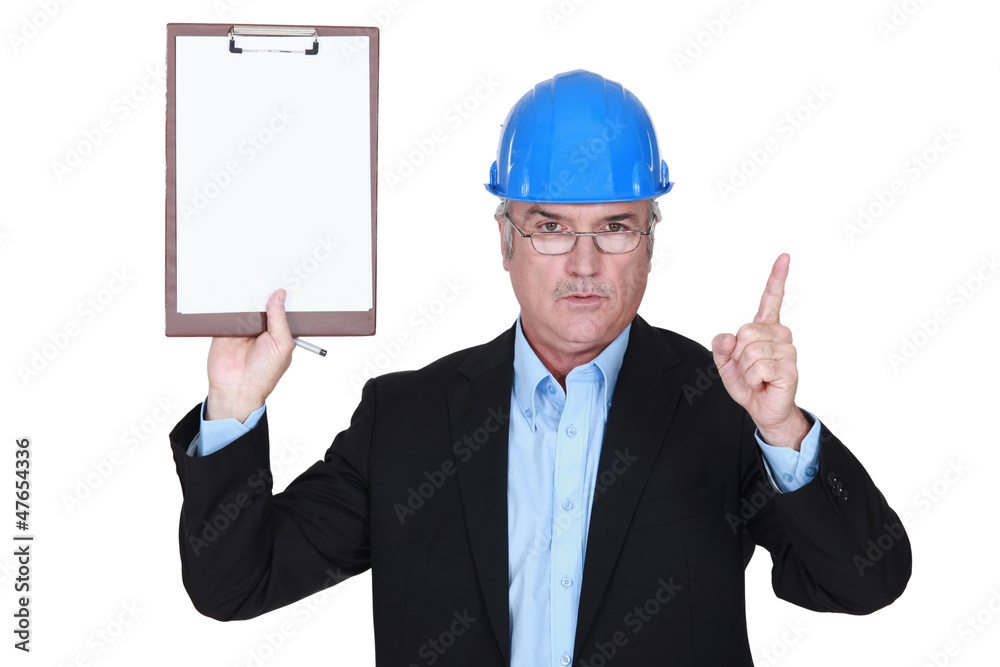 Safety inspector with clipboard Safety inspector with clipboard