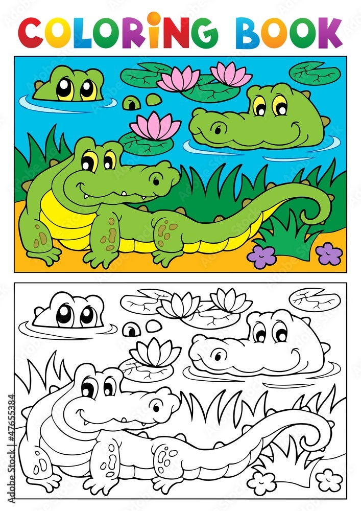 Naklejka premium Coloring book crocodile image 2