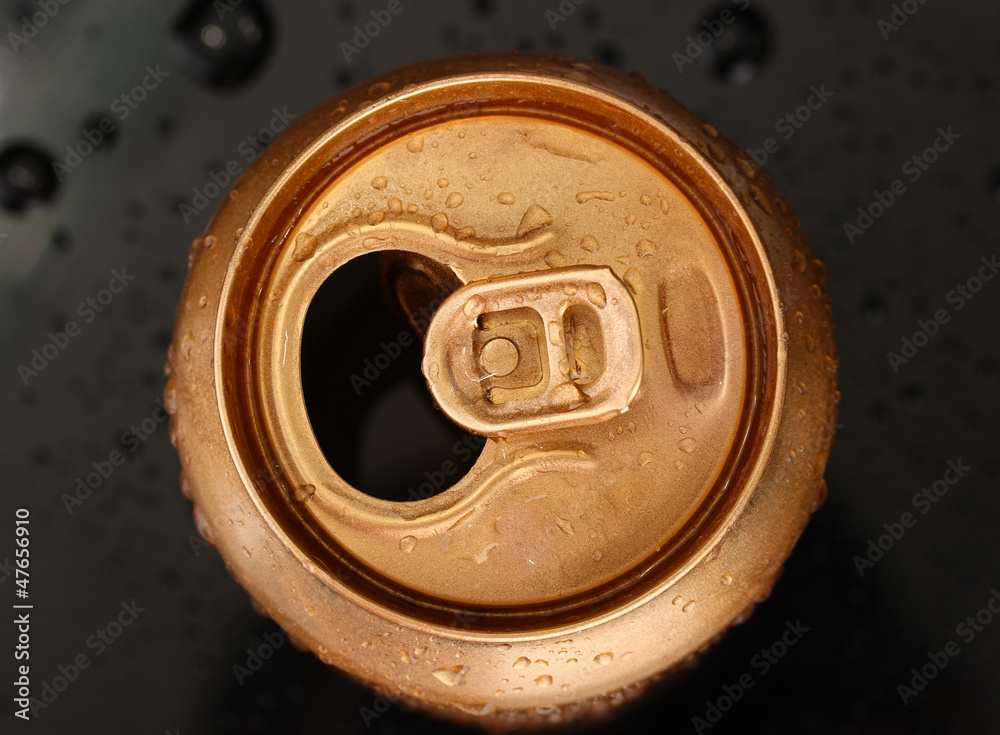 Aluminum can with water drops isolated on black Aluminum can with water drops isolated on black