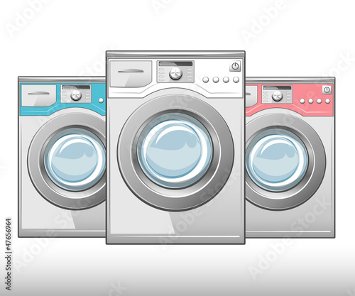 Closed washing machine on white background. Vector