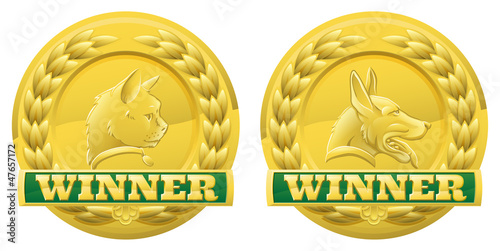 Cat and dog pet winners medals