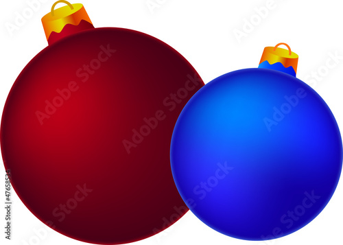 Red and blue christmas balls