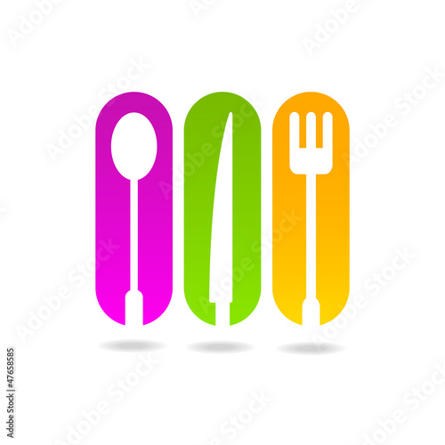 kitchen colored logo menu sign icon