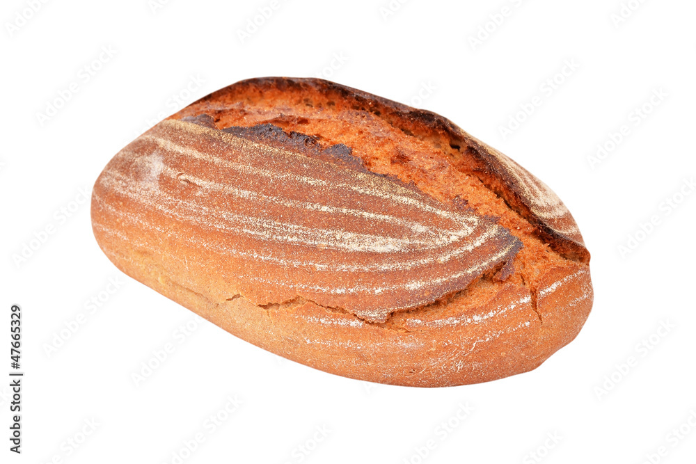 Loaf of rye bread, isolated on white background Loaf of rye bread, isolated on white background