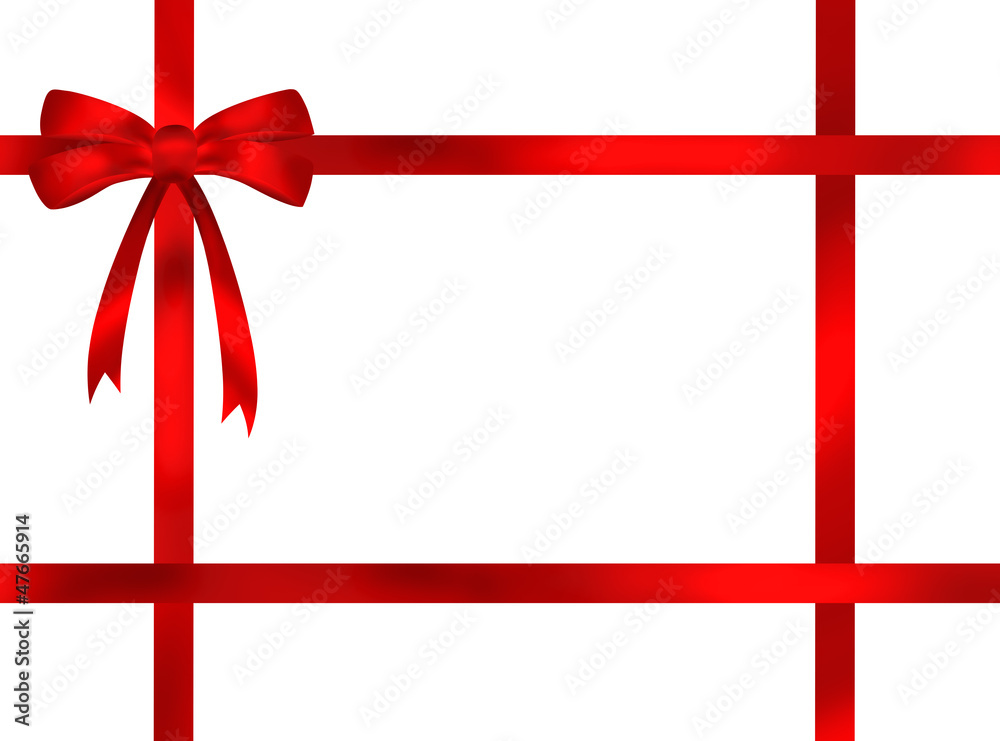 Red ribbon bow frame illustration on white background Red ribbon bow frame illustration on white background