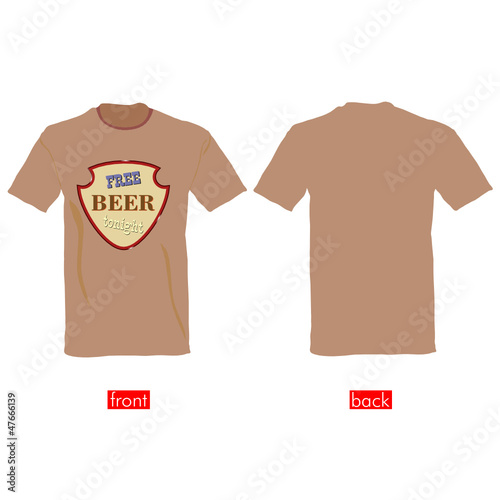 T-shirts with free beer tonight vector illustration