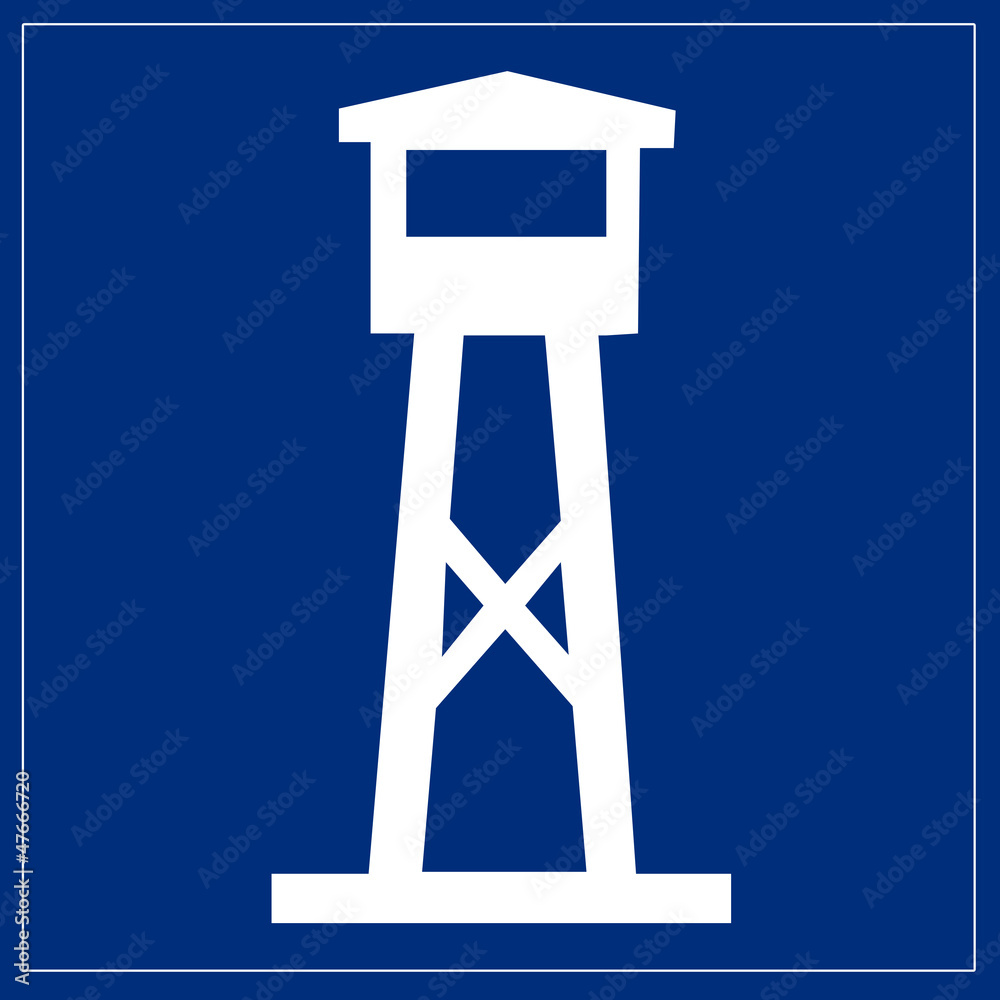 Naklejka premium Schild blau - Grenzturm