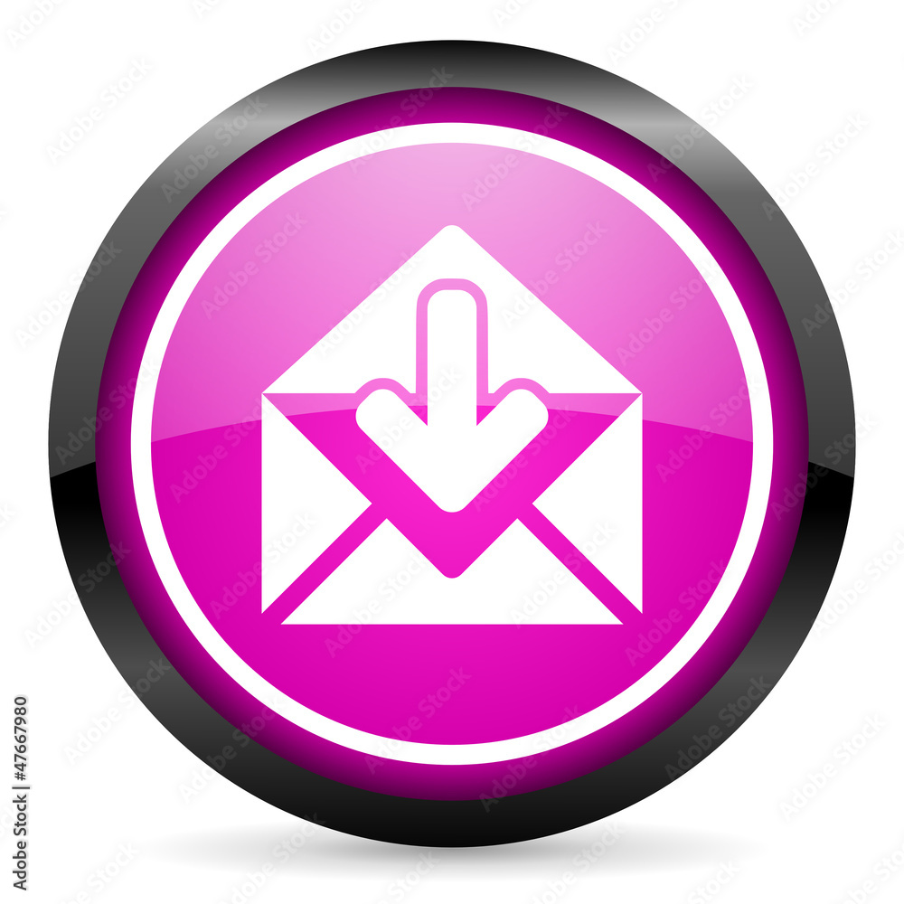 mail violet glossy icon on white background