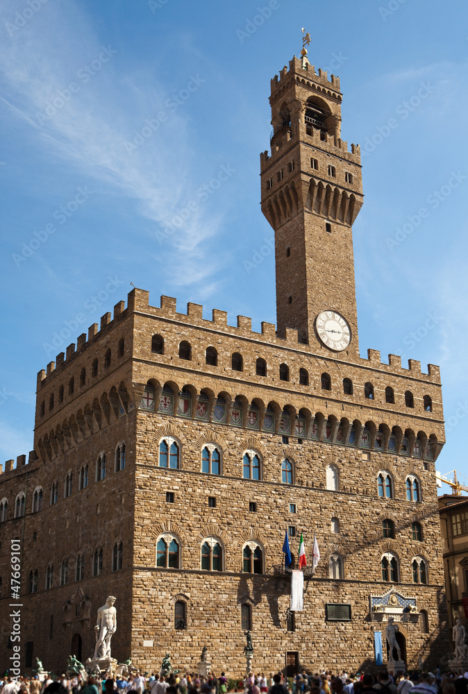 The clock tower of the Old Palace (Palazzo Vecchio), Florence