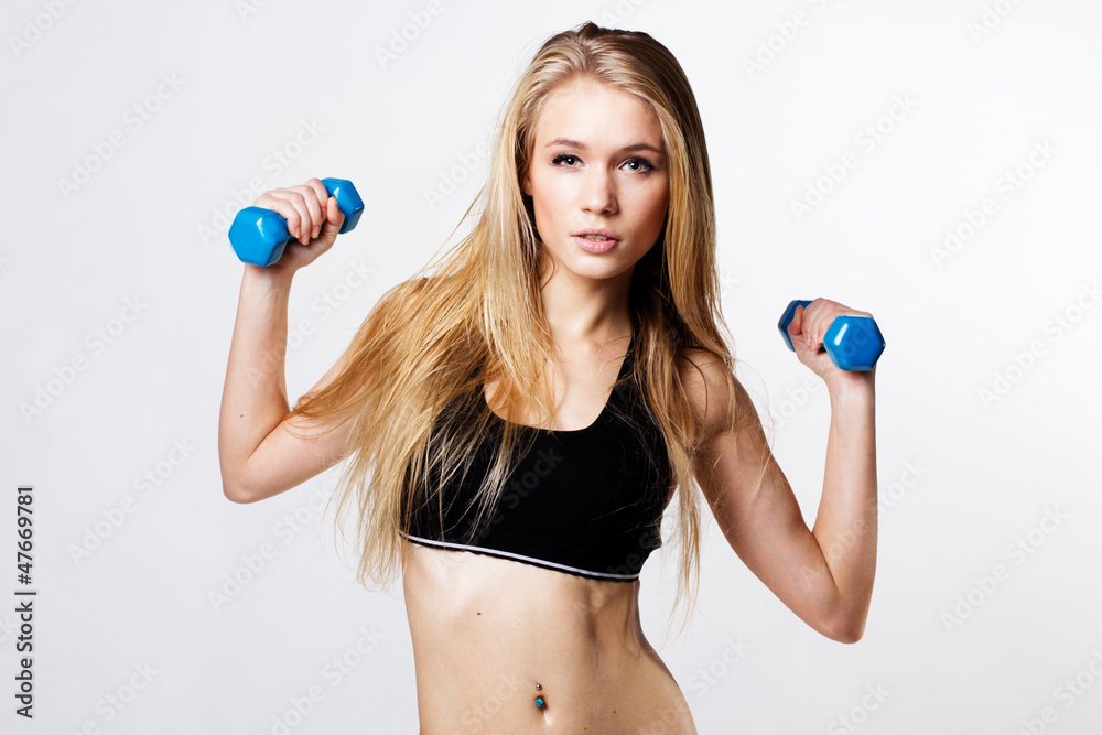 fitness woman working out with dumbbells fitness woman working out with dumbbells