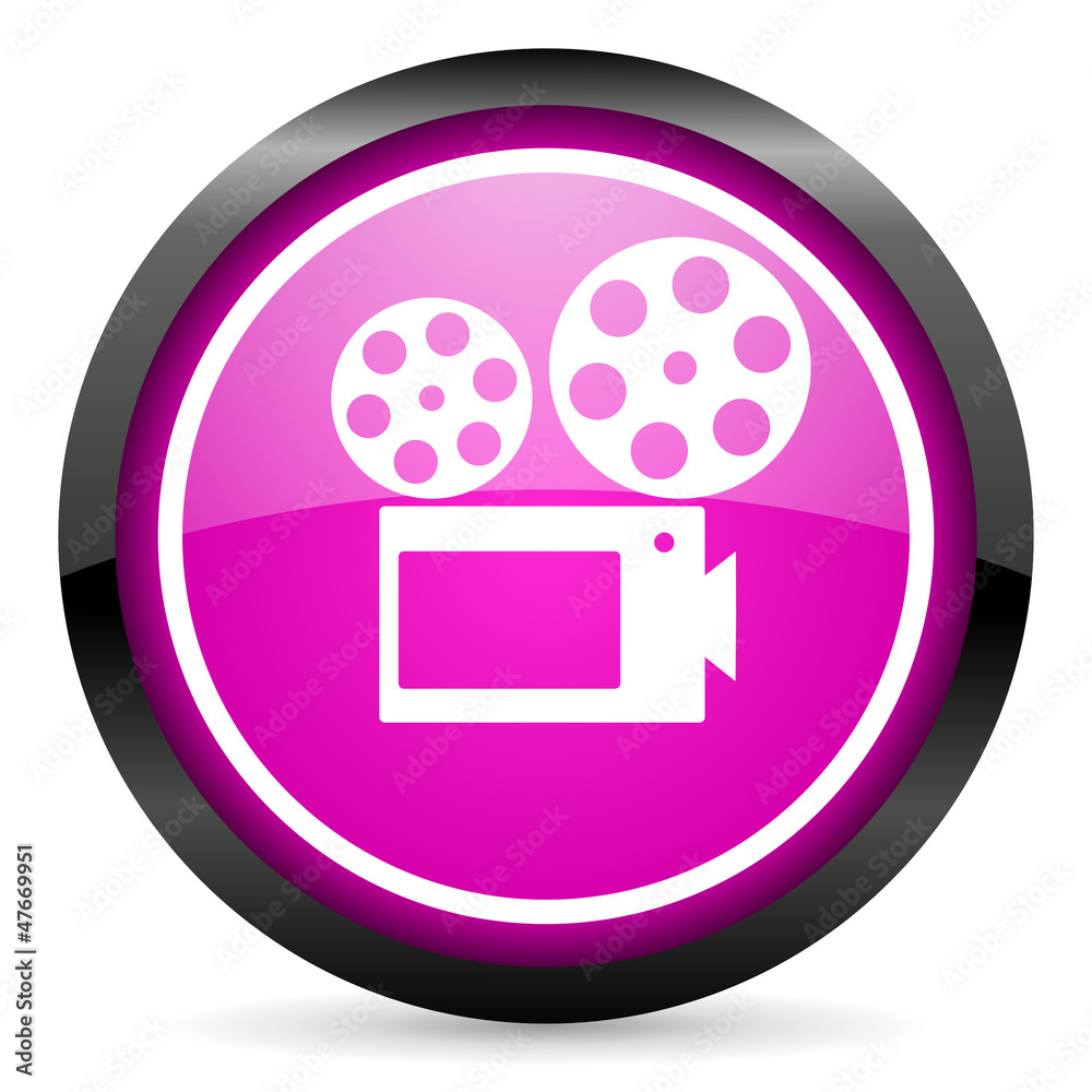 cinema violet glossy icon on white background cinema violet glossy icon on white background