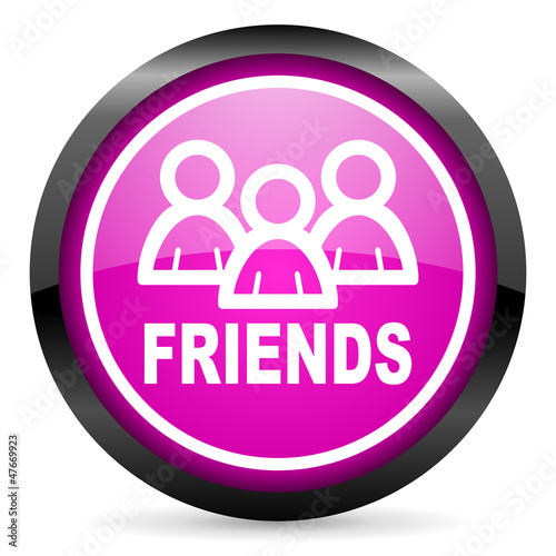 friends violet glossy icon on white background