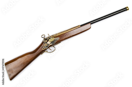 Old hunter rifle isolated on white