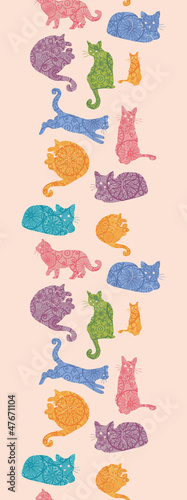 Vector colorful cats silhouettes vertical seamless pattern