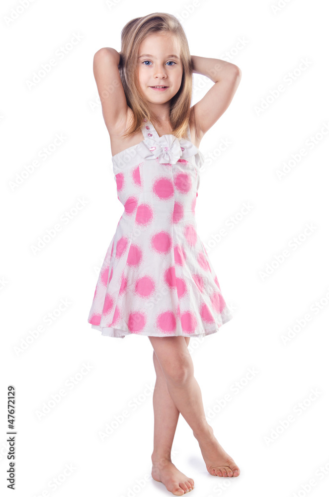 Cute little girl isolated on the white