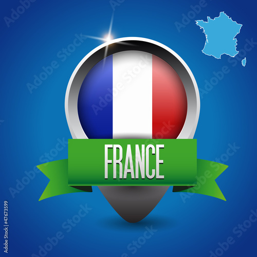 Free Download France map and flag with ribbon - GFXLoad