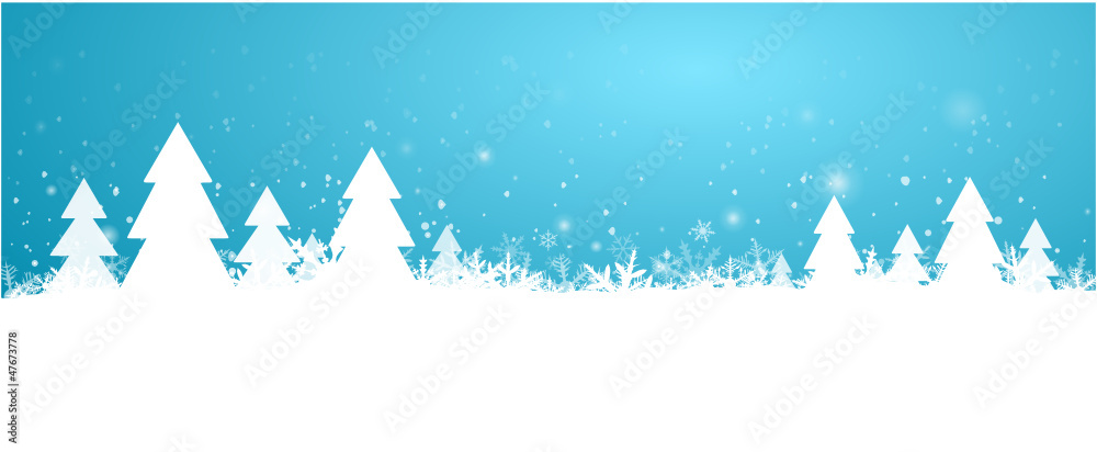 blue Winter Background with trees