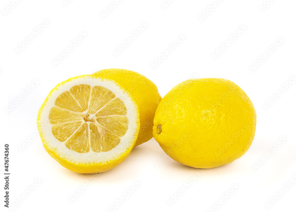 Lemon fruits on white background