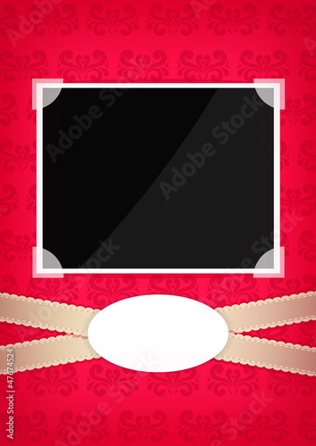 Red vintage background with place for photo, text and picture.
