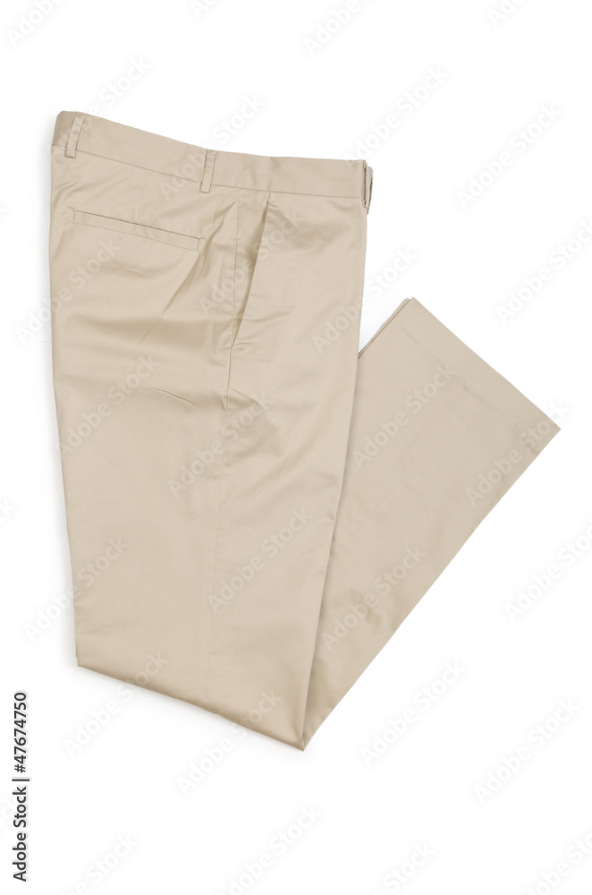 Fashion concept with trousers on white Fashion concept with trousers on white
