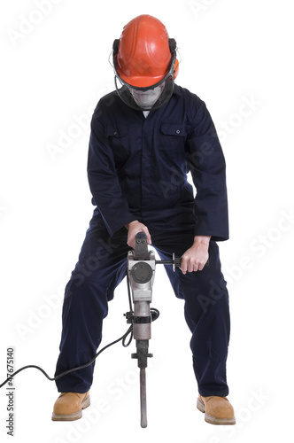 Принти на полотні workman using pneumatic drill