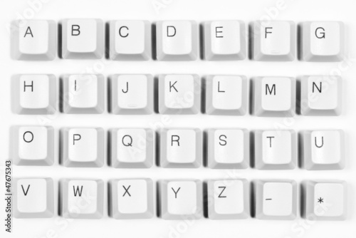Letters of computer keyboard