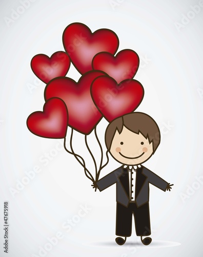  groom with hearts balloons