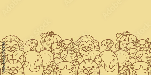 Wild animals vector horizontal seamless pattern background