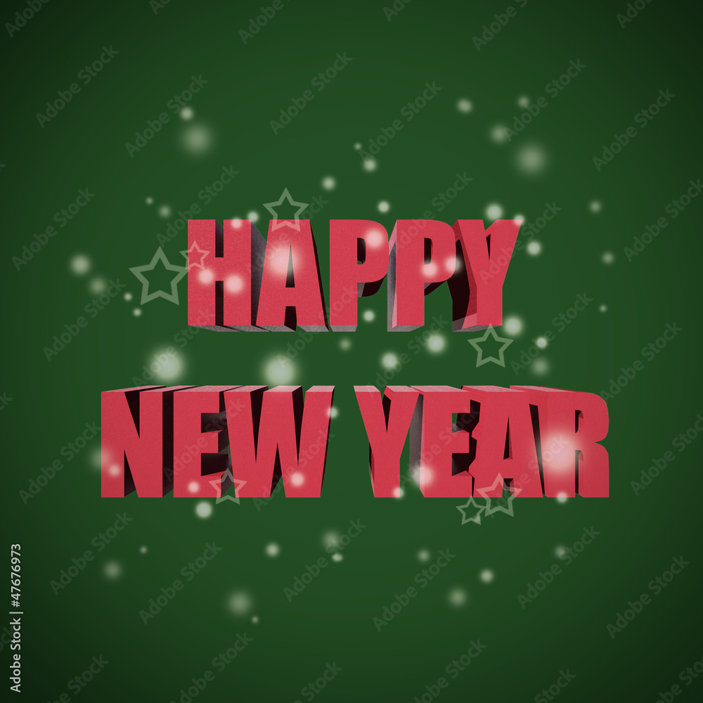 Happy New Year lettering on green background