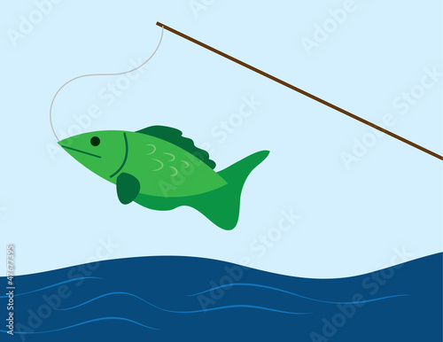Fish caught on a fishing pole