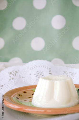 pudding on polka dots background