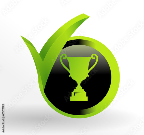 icône trophée sur bouton vert et noir