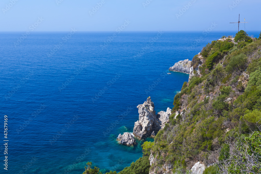 View of the bay of Paleokastritsa on Corfu