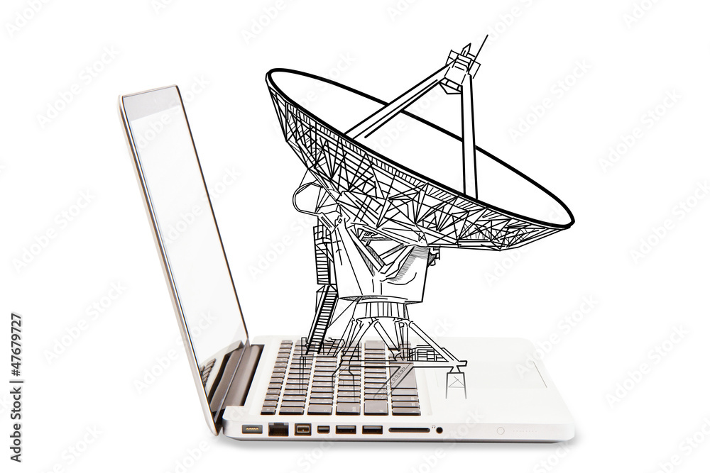 Satellite dish on laptop