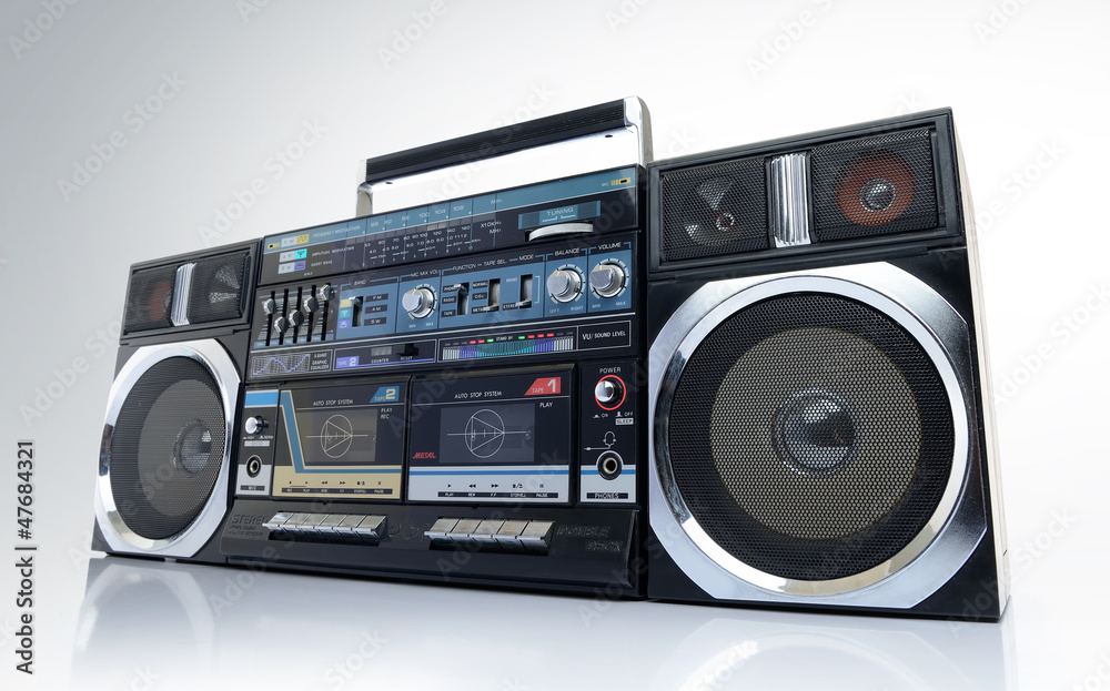 Old cassette portable boombox. Old cassette portable boombox.