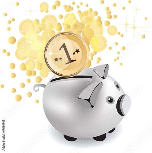 piggy bank and money, vector illustration