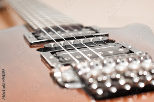 Electric guitar strings closeup
