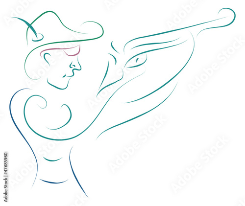 man with gun shooting abstract vector