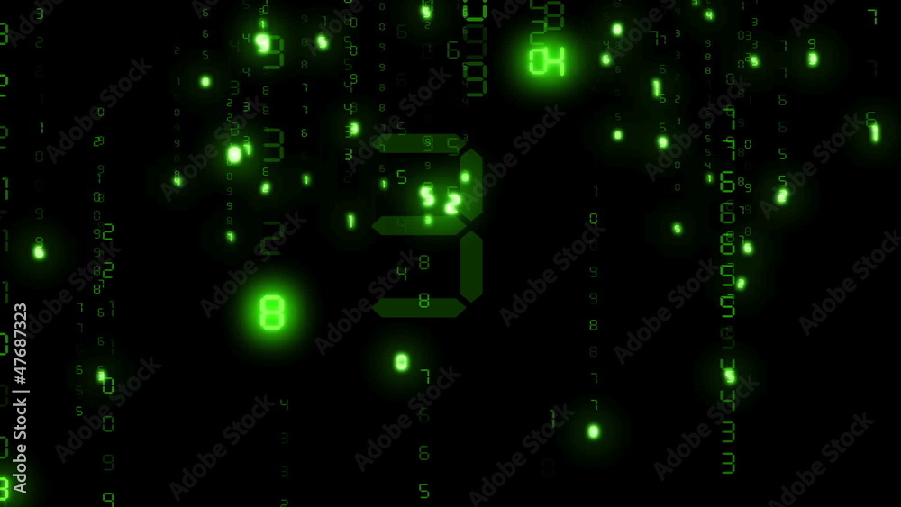 Abstract animated background with falling numbers like matrix.