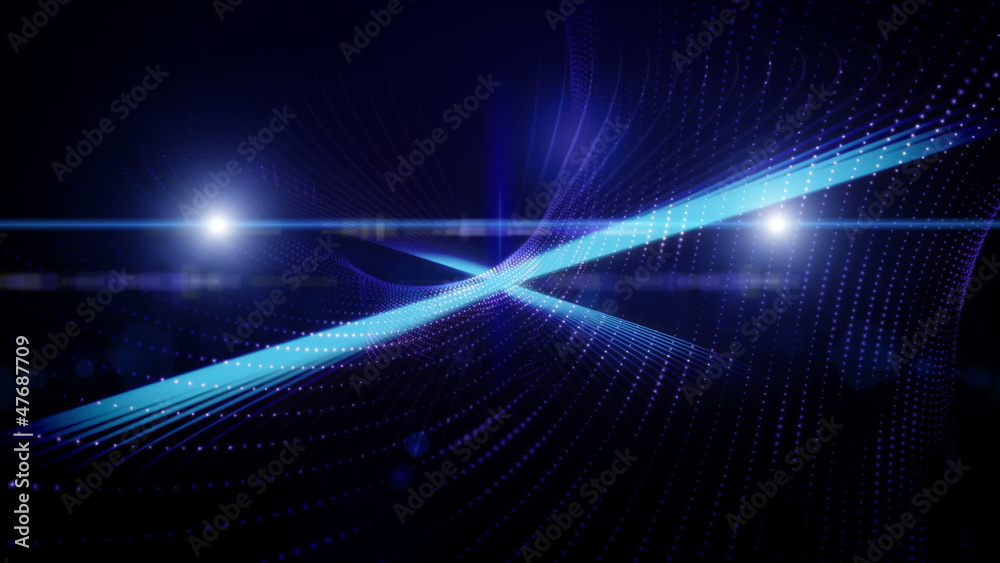futuristic video animation -particle object and lights– loop HD