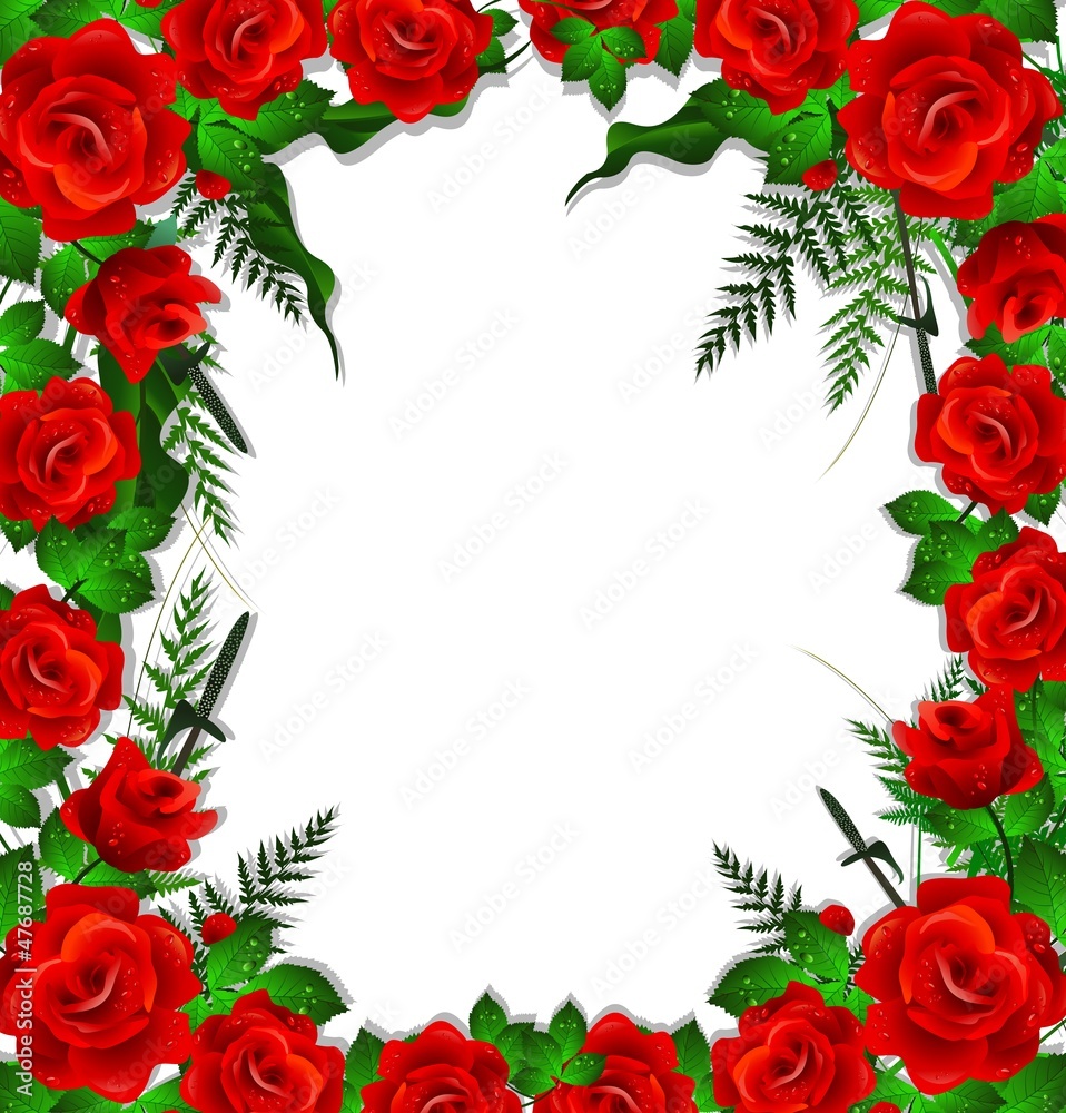 red roses with leaves background