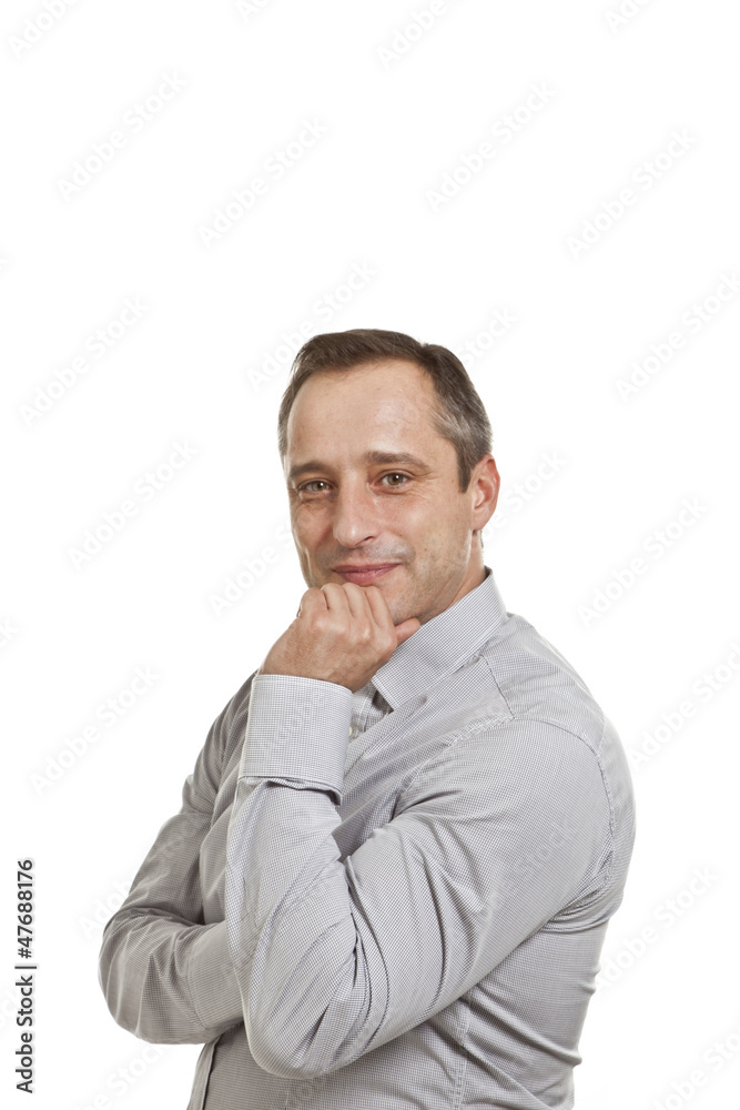 portrait of adult man, isolated on white background portrait of adult man, isolated on white background