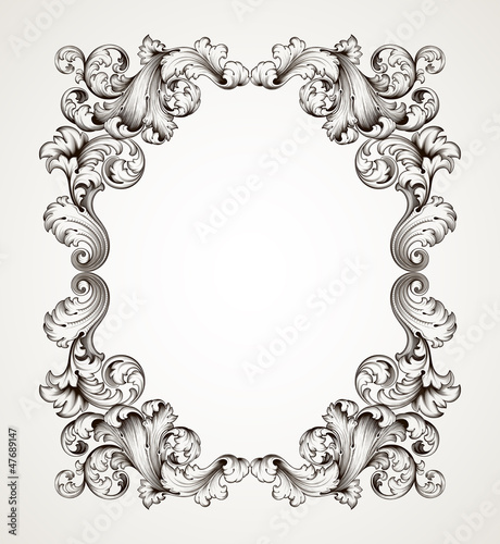 vintage border frame engraving baroque vector