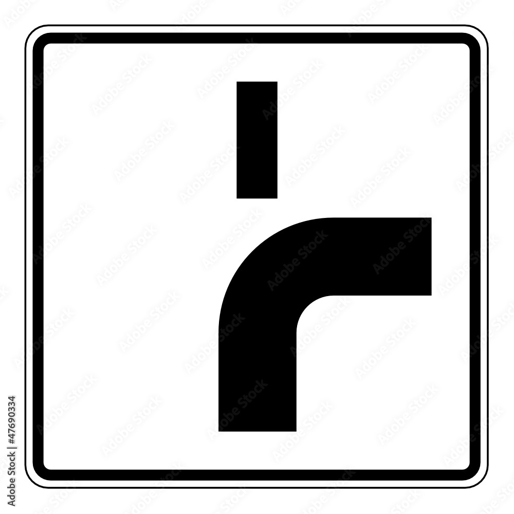 Zusatzzeichen Verlauf der Vorfahrtstraße Zusatzzeichen Verlauf der Vorfahrtstraße