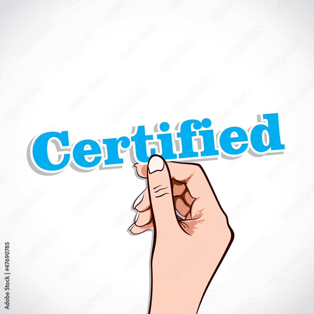 Certifiedword in hand stock vector Certifiedword in hand stock vector